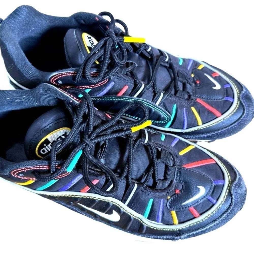 Nike Air Max 98 Womens 9 Pre-Owned Sneakers Black Multi Color BHM CI1901-023